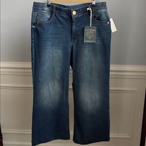 NWT Democracy Ab Solution Wide Leg Mold & Hold Women's Jeans 14 P Petite NEW